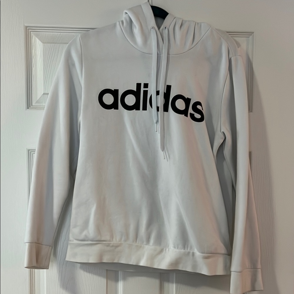 Adidas Classic White Hoodie with Black Branding